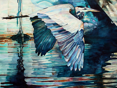Flying Low Over Arbutus Canal painting